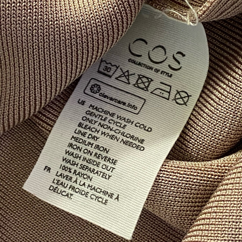 COS Women's Metallic Pink Dress Long Sleeve Size Small Midi Viscose - Picture 9 of 9